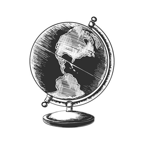 Premium Vector Hand Drawn Sketch Of Globe In Monochrome