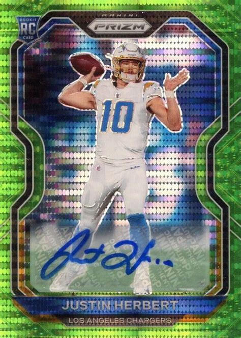 Justin Herbert Prizm Rookie Autographs Neon Green Pulsar