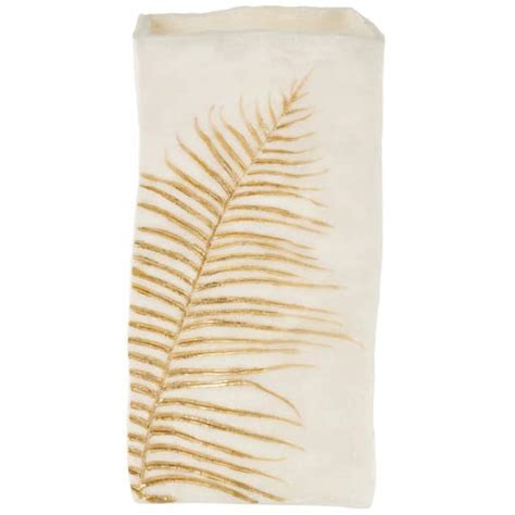 Litton Lane 18 In White Polystone Leaf Decorative Vase With Gold Leaf