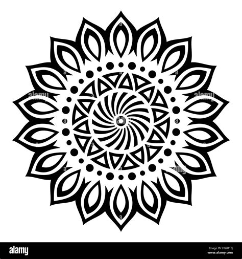 Abstract Circular Ornament Ethnic Mandala Stylized Sun Symbol