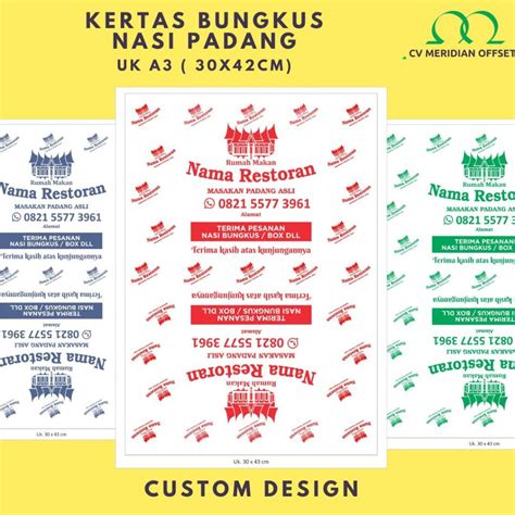 Jual Cetak Kertas Bungkus Nasi Padang Print Kertas Bungkus Makanan