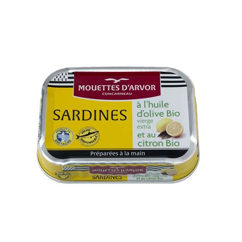 MOUETTES D ARVOR Sardines à l huile d olive vierge extra bio et citron