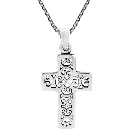 Beautifully Ornate Sterling Silver Cross Necklace