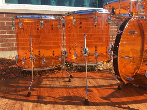 Rci Ludwig Amber Vistalite Bonham Drum Set 26141618 W 65x14 Sn