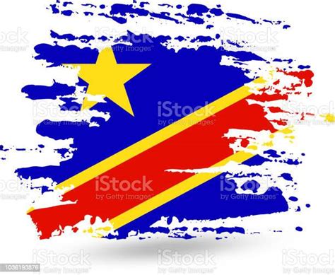 Grunge Brush Stroke With Democratic Republic Of The Congo National Flag