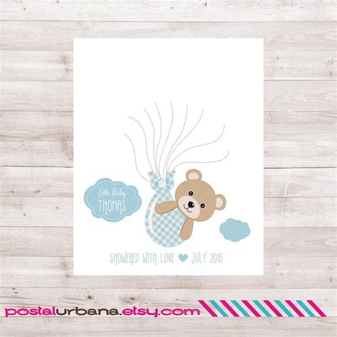 Cuadro De Huellas Baby Shower Cuadro De Firmas Osito Baby Etsy Espa A