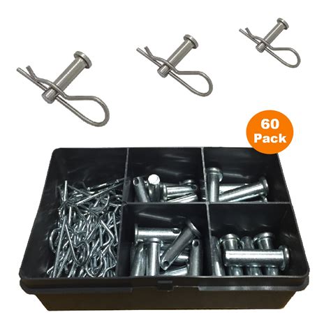 60 X Assorted Imperial Clevis Pin Fasterners And Retaining R Clips