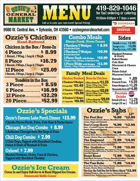 Ozzie’s Menu – Ozzies General Market