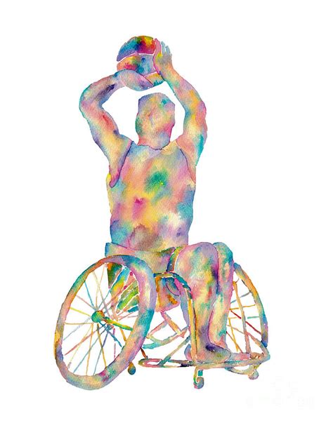 Basketball Wheelchair Art Print Watercolor Painting By Maryna Salagub