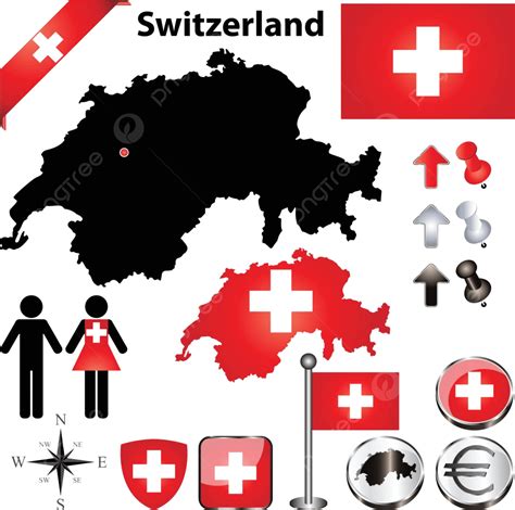 Suiza Mapa Botón Cartografía Nación Vector Png Botón Cartografía