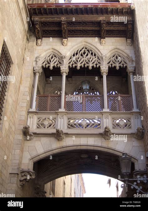 The Gothic Quarter neighborhood architecture in Barcelona, Spain Stock ...