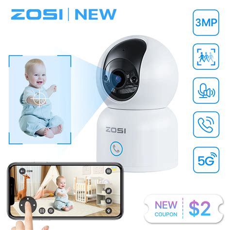 Zosi C Indoor Pan Tilt Smart Security Ip Camera K Baby Pet