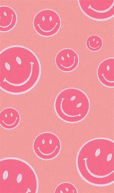 🦩pink Smiley Face Grain Preppy Wallpaper🦩 In 2022 Simple Iphone Wallpaper Preppy Wallpaper