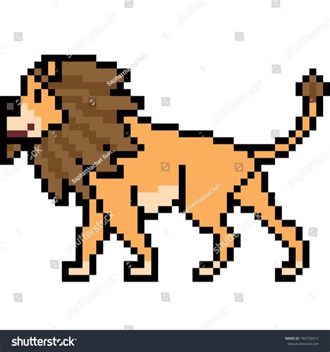 Vector Pixel Art Lion Walk Isolated Royalty Free Stock Vector