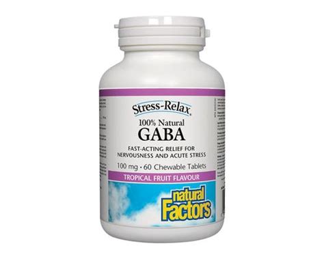 Natural Factors Stress Relax 100 Natural Gaba 100mg Tropical Fruit 60