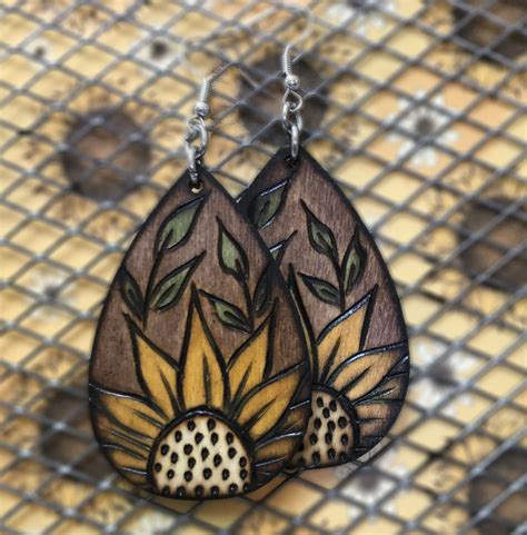 Hand Crafted Wood Burned Earrings Etsy Earrings Etsy Earrings