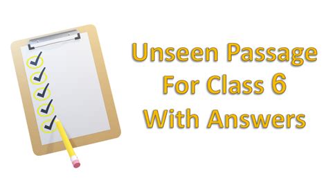 Unseen Passage For Class In English With Answers