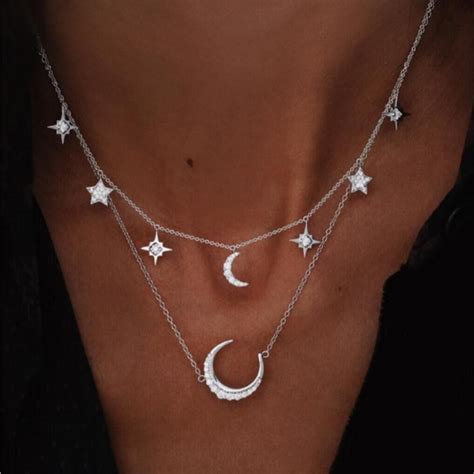 Iparam Womens Vintage Multi Layer Star Moon Crystal Choker Necklace 2019 Bohemian Neck Jewelry