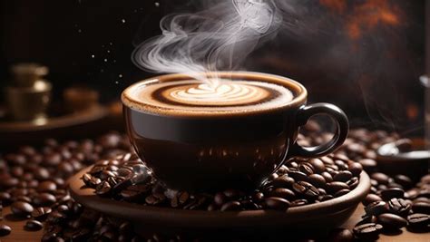 Premium Ai Image A Steaming Cup Of Freshly Brewed Coffee With A Swirl