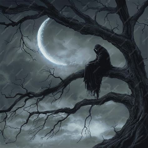 Dark Raven Eerie Halloween Illustration Premium Ai Generated Image