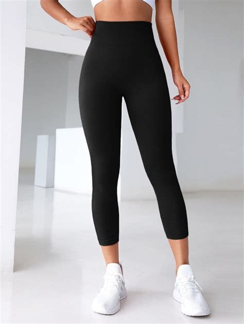 Yoga Basic Wideband Waist Scrunch Butt Sports Leggings Shein Usa