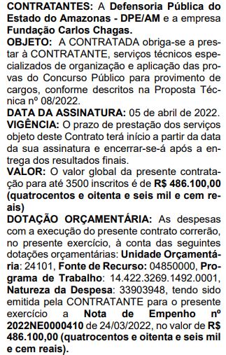 Concurso Dpe Am Extrato De Contrato Publicado Edital Iminente