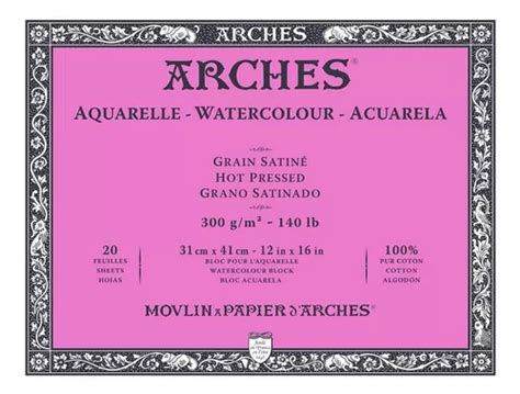 Bloco Para Aquarela Arches 300g 20folhas 31x41 Grão Satinado