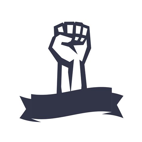 Rebel Revolt Symbol Fist Held High In Protest Raised Hand Over White