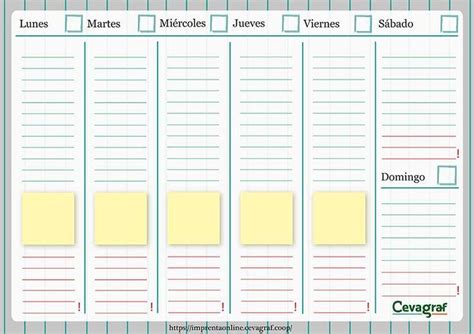 Planificador Semanal Calendarios Semanales Para Imprimir