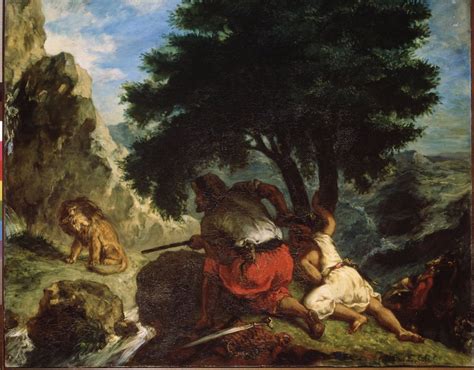 Lion Hunt In Morocco By Ferdinand Victor Eugene Delacroix