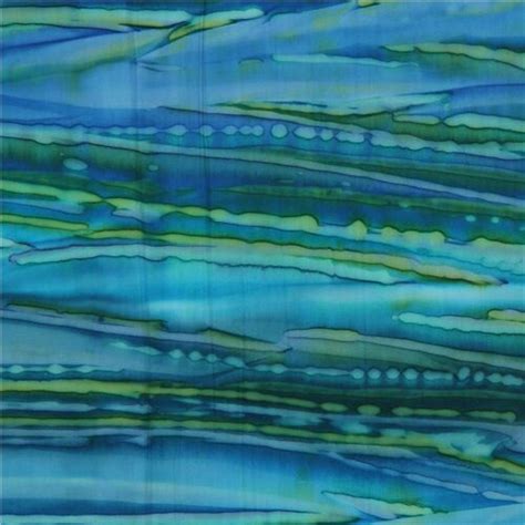 Robert Kaufman Blue Green Batik Stripe Fabric Fabric By Robert Kaufman