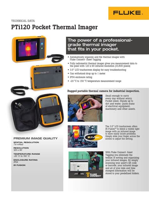 Fluke Pti120 Pocket Thermal Imager Datasheet | Image Resolution ...