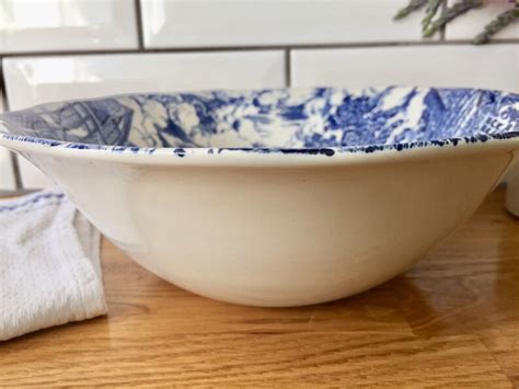 Blue Enoch Wedgwood Tunstall Old English Village Bowl Etsy