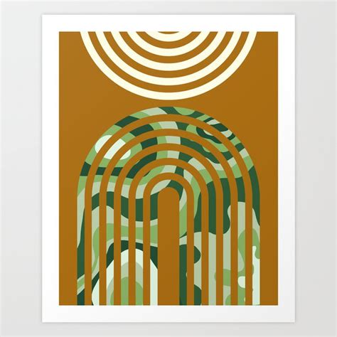 Abstract Mid Century Arches With Swirl Blobs Art Print By Cadinera