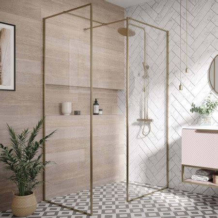 Dawn Minos 900mm Brushed Brass Framed Wetroom Panel Low Price