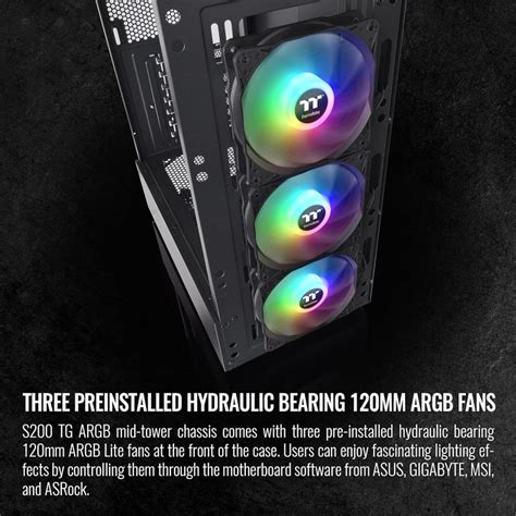 Thermaltake S200 Tg Argb Atx Tempered Glass Mid Tower Gaming Computer