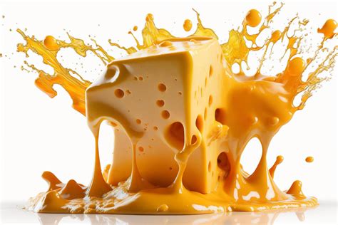 A Delicious Melting Cheese Splash In A Realistic Style Hot Cheese Or