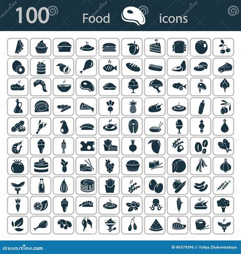 Sistema De Cientos Iconos De La Comida Stock De Ilustraci N