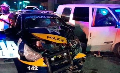 Policías resultan lesionados en accidente vial