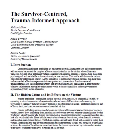 The Survivor Centered Trauma Informed Approach Psp Clearinghouse