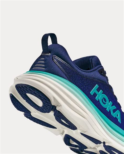 Hoka Bondi 8 Bellwether Blue Evening Sky Running Shoes Sneak In Peace