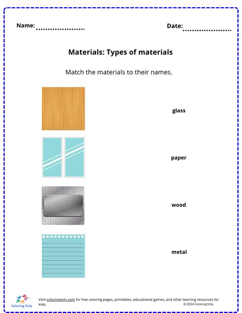 Materials: Types of materials free Printable Worksheet