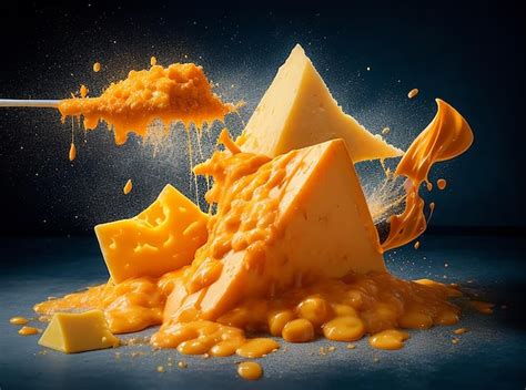 Premium Ai Image Cheddar Cheese Explosion