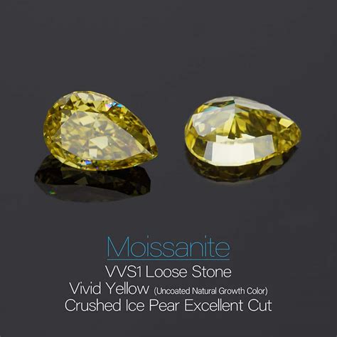 Gigajewe Natural Fancy Uncoated Yellow Color Pear Cut Moissanite Stone