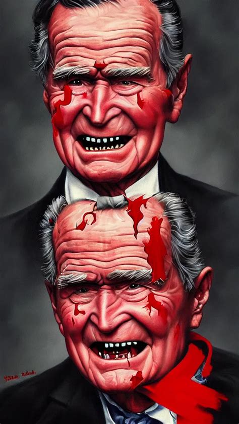 Demonic George Hw Bush With Red Horns Painting In The Stable