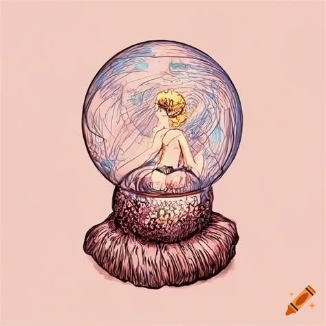 Woman Crystal Ball Gemini Zodiac Sign Illustration On Craiyon