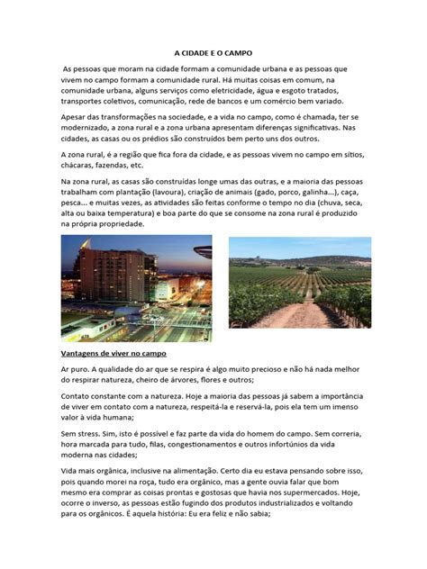 Texto Sobre Campo E Cidade - A Cidade e o Campo | PDF | Vida | Tempo