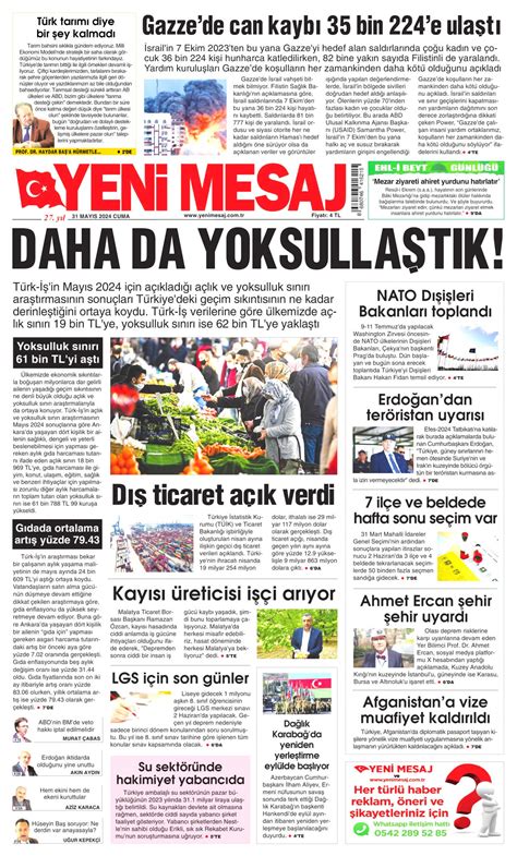 Yeni Mesaj Gazetesi Yeni Mesaj Man Et Oku Haberler May S