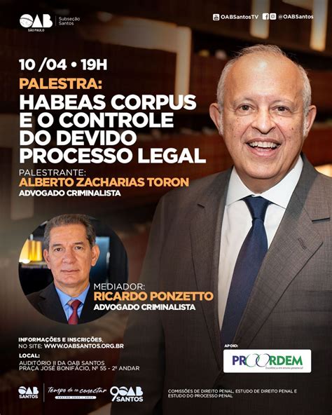 Evento Presencial Habeas Corpus E O Controle Do Devido Processo Legal