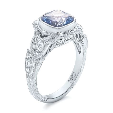 Custom Light Blue Sapphire And Diamond Engagement Ring #102135 ...